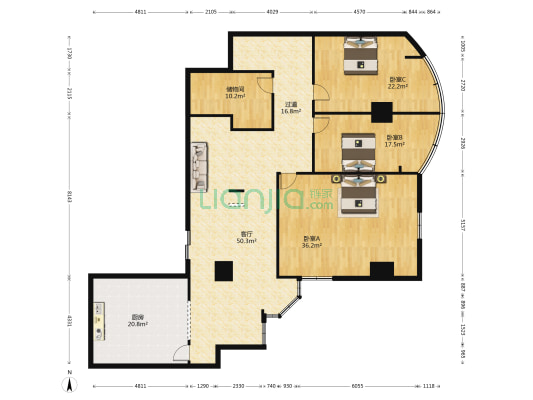 嘉翔大厦 3室1厅0卫 134平方