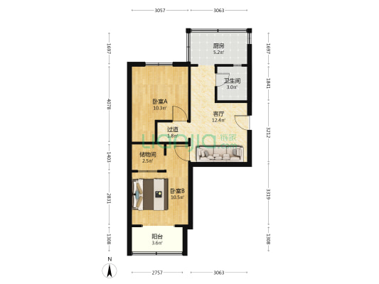 地毯厂宿舍 2室1厅1卫 59平方