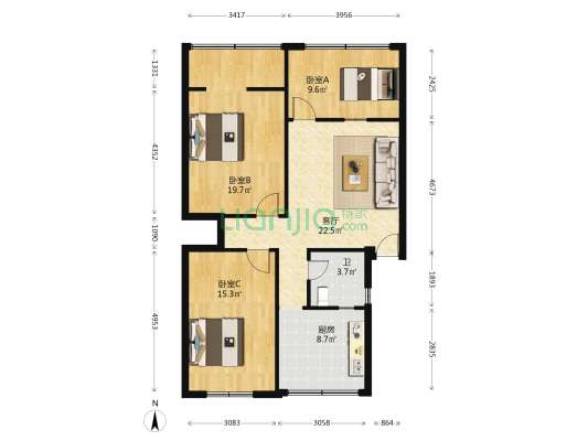 佛山路东段3号 3室1厅1卫 94平方