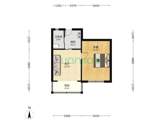 永宁路122弄 1室1厅1卫 48平方