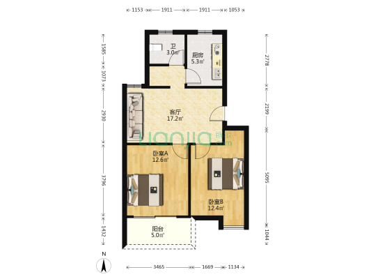 宁馨园小区 2室1厅1卫 67平方