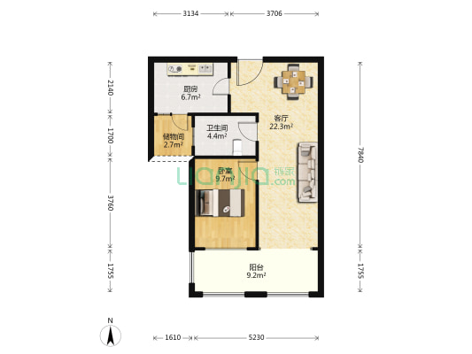泰生小镇 1室1厅1卫 65平方