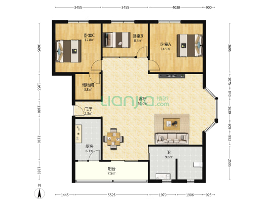 圣谕亭巷77号 3室1厅1卫 141平方