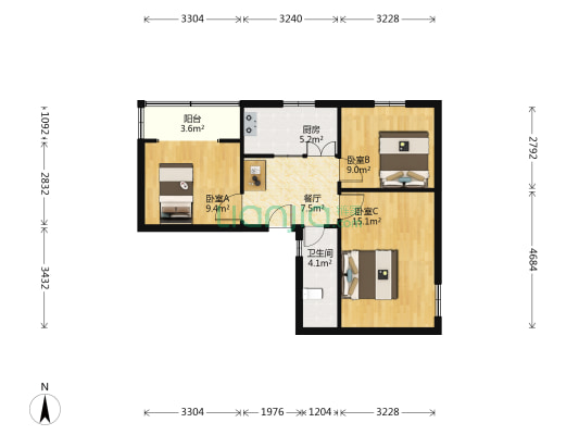 复成里 3室1厅1卫 70平方