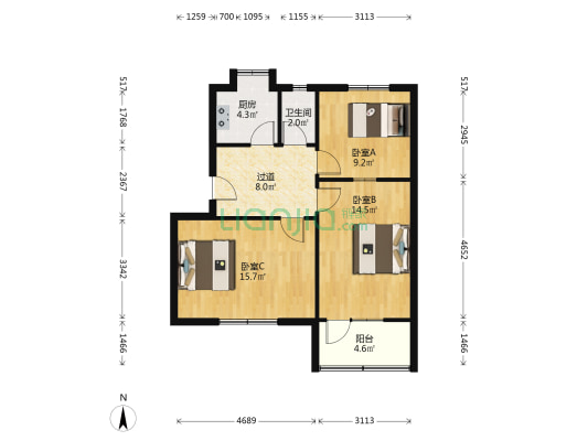 西十里铺路22号院 3室0厅1卫 68平方