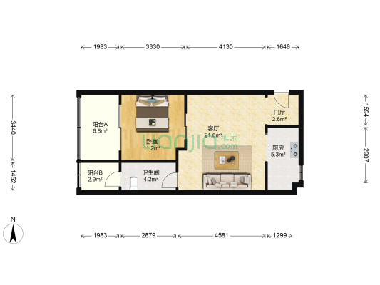 天山南苑 1室1厅1卫 71平方