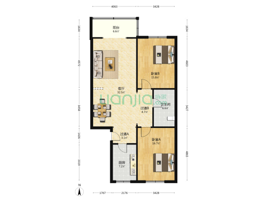 怡园小区 2室1厅1卫 113平方