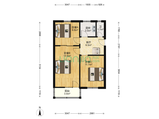 桐柏路223-234号 3室1厅1卫 66平方