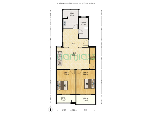 福鑫苑 2室1厅1卫 113平方
