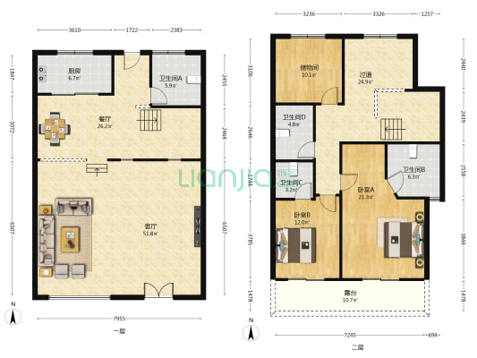 格林威治 2室2厅4卫 310平方
