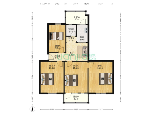 庆丰街26号 4室1厅1卫 98平方