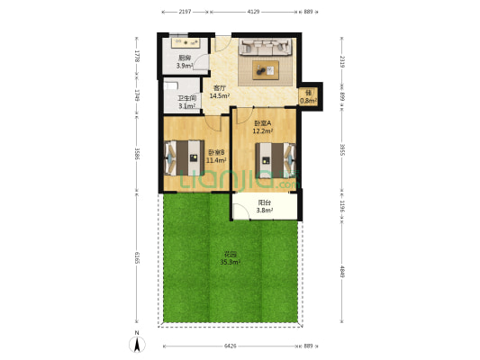 天台一路 2室1厅1卫 62平方