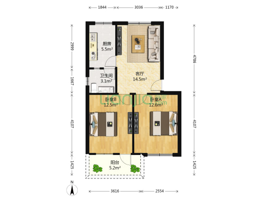 国乐新村 2室1厅1卫 67平方