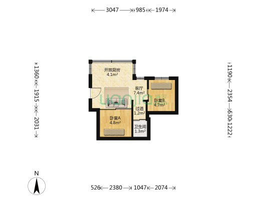 中山四路 2室1厅1卫 29平方