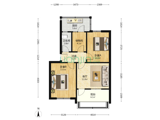 北3巷生活区 2室1厅1卫 71平方