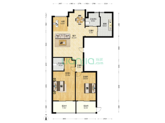 集贤轩 3室1厅2卫 160平方