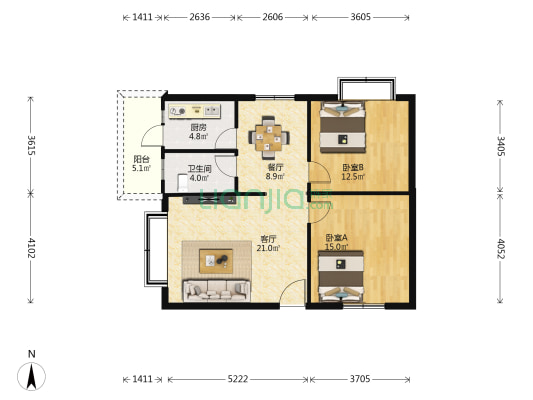 金华苑C区 2室2厅1卫 89平方