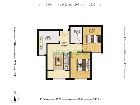祥泰园 2室1厅1卫 56平方