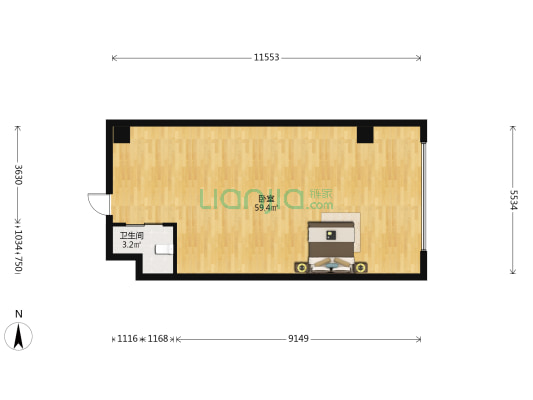 东方今典 华尔中心 1室0厅1卫 94平方