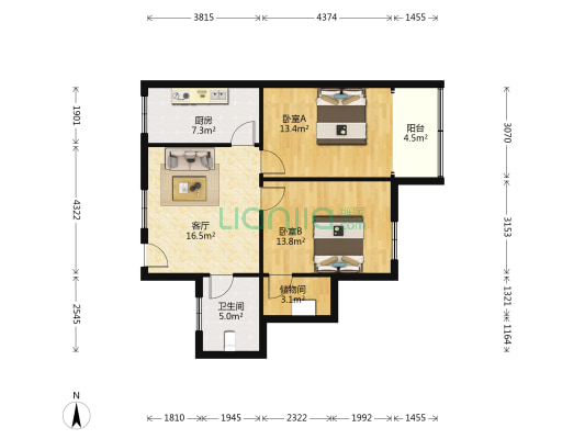 首义路252号 2室1厅1卫 76平方