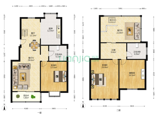 滨河人家 2室3厅2卫 163平方