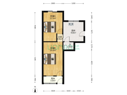 横河北小区 2室0厅1卫 53平方