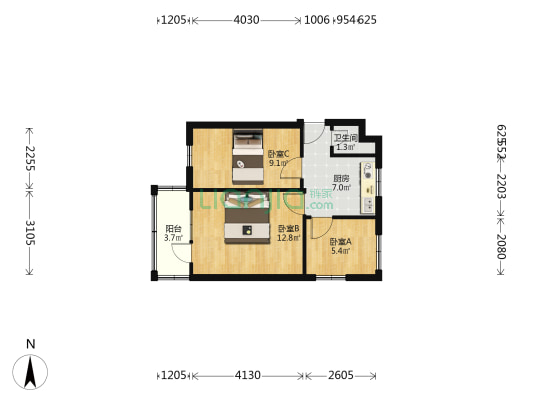 客车厂小区 3室0厅1卫 51平方
