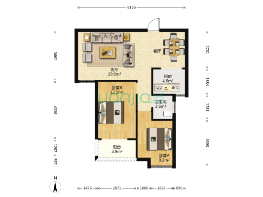 金港花苑 2室1厅1卫 80平方