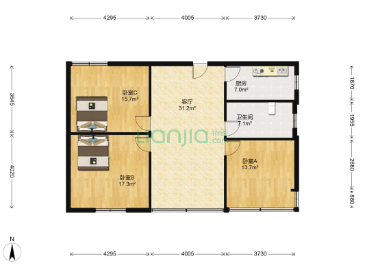 树藩大街480号 3室1厅1卫 111平方