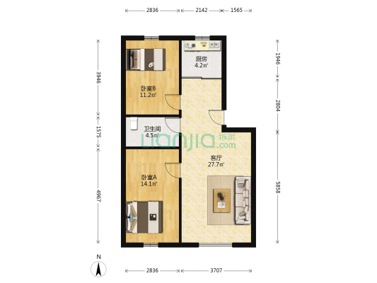 新建南区 2室1厅1卫 81平方