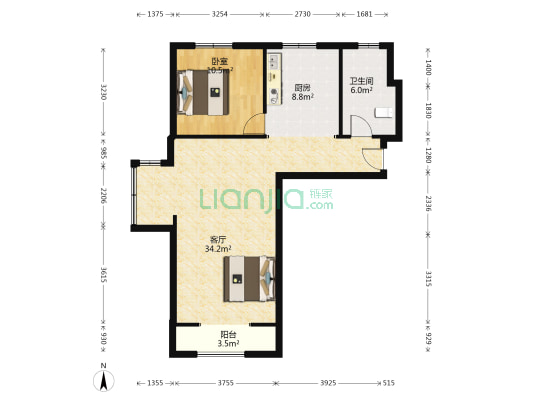 香邑溪谷 两居明厨明卫 双阳台 首付低 看房有钥匙-户型图