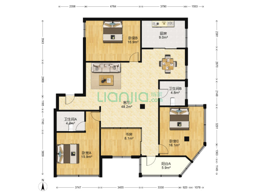 宝灵新邨 4室1厅2卫 151平方
