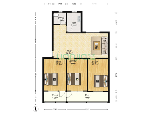 财政局家属院 3室1厅1卫 101平方