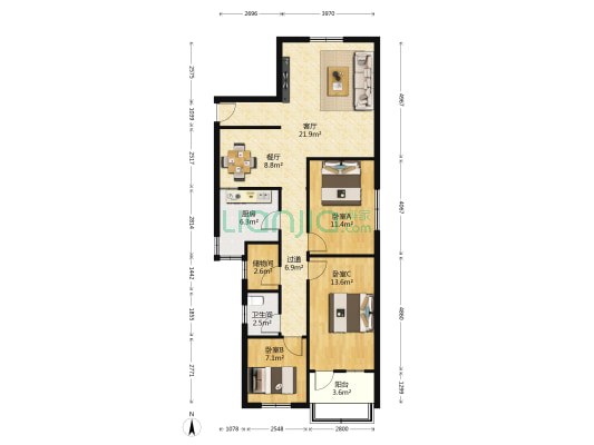 华光路南一巷 3室2厅1卫 111平方