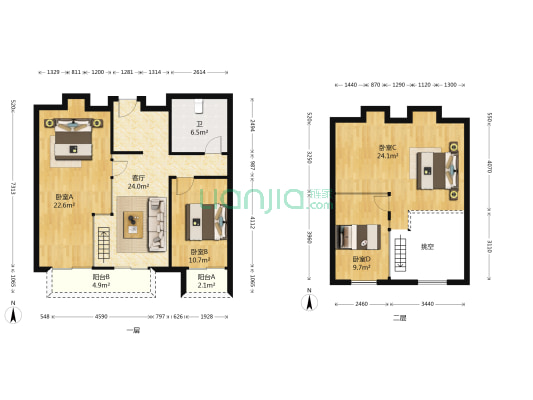 万科金域中央城东花园 4室1厅1卫 66平方