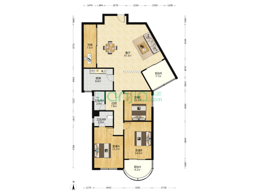 高安公寓 4室1厅2卫 165平方