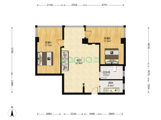 金昌大厦 2室1厅1卫 100平方