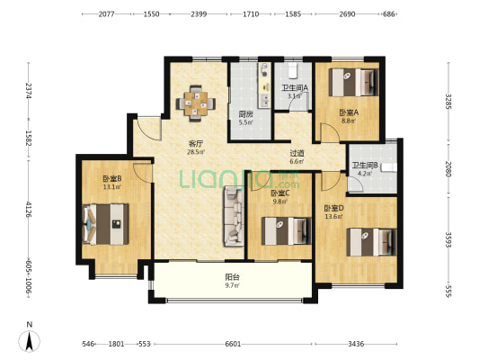 熙悦四期 4室1厅2卫 137平方