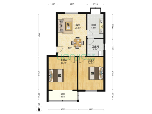 径河小区 2室1厅1卫 83平方