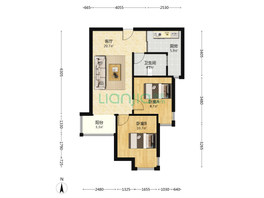 集中供暖 房子低楼层 带装修 带车位-户型图