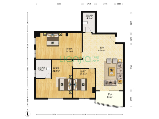 锦湖大厦 3室1厅2卫 158平方