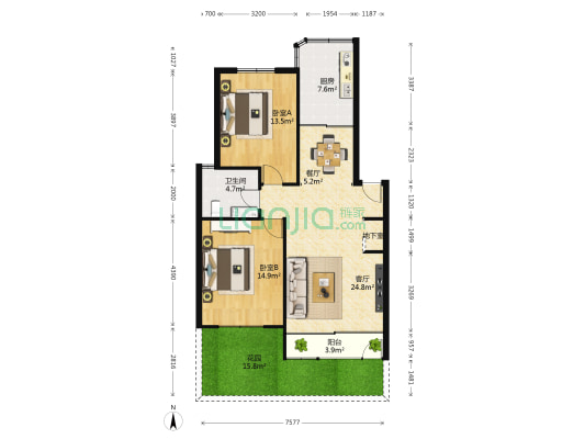春满园 2室2厅1卫 89平方
