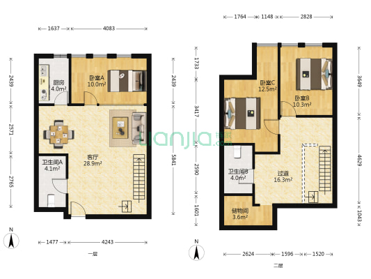 正商书香铭筑 3室1厅2卫 66平方