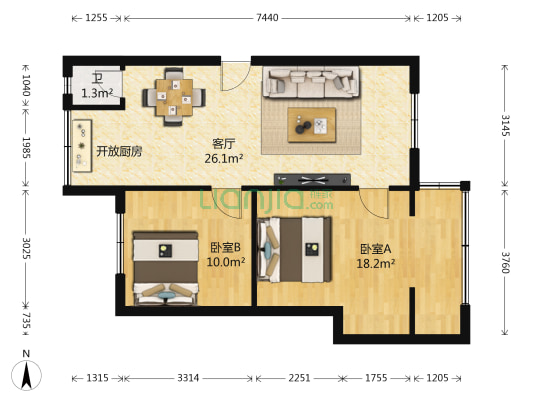 盐务街27号 2室1厅1卫 65平方