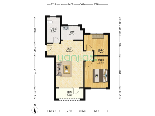 金悦湾三期 2室1厅1卫 91平方