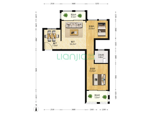 颐品阳光花园 2室2厅1卫 86平方
