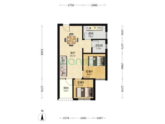 鸿泽苑 2室1厅1卫 59平方