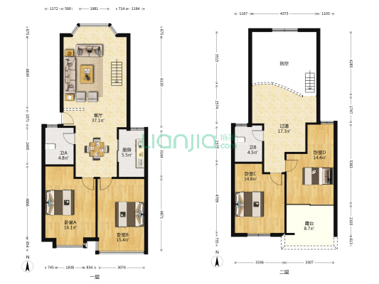 柳汀春晓南区 4室1厅2卫 105平方