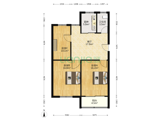 虹桥四村 3室1厅1卫 86平方