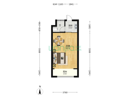 福临门名都 1室0厅1卫 46平方